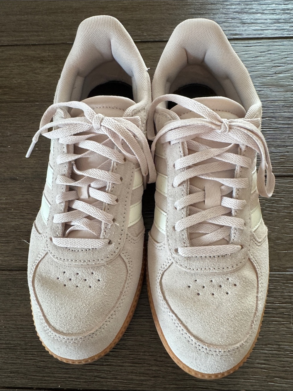 adidas Women's Mauve Suede Sneakers with White Stripes